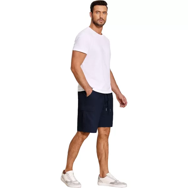 COOFANDY Men's Cargo Shorts Elastic Waist Relaxed Fit Cotton Casual Outdoor Lightweight Work Shorts with Multi Pockets