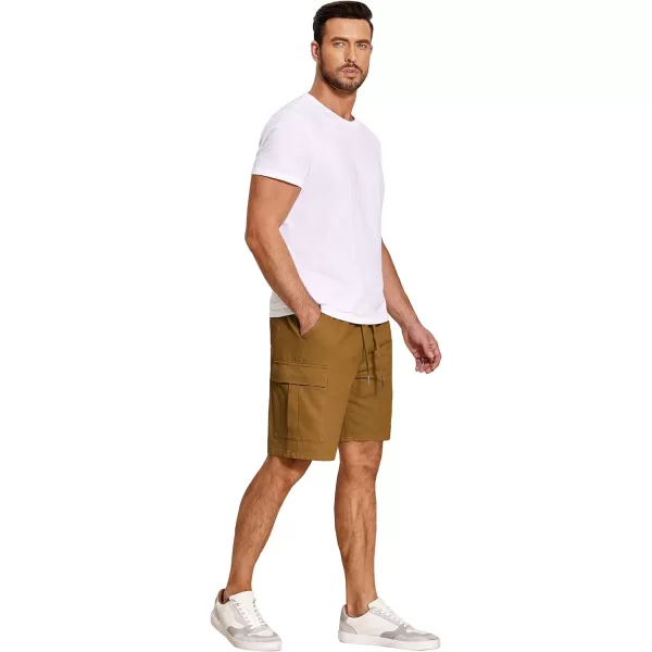 COOFANDY Men's Cargo Shorts Elastic Waist Relaxed Fit Cotton Casual Outdoor Lightweight Work Shorts with Multi Pockets