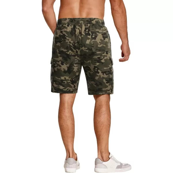 COOFANDY Men's Cargo Shorts Elastic Waist Relaxed Fit Cotton Casual Outdoor Lightweight Work Shorts with Multi Pockets