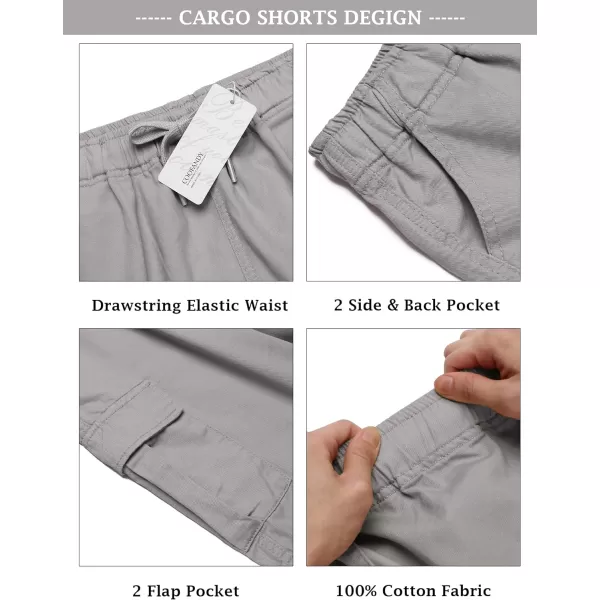 COOFANDY Men's Cargo Shorts Elastic Waist Relaxed Fit Cotton Casual Outdoor Lightweight Work Shorts with Multi Pockets