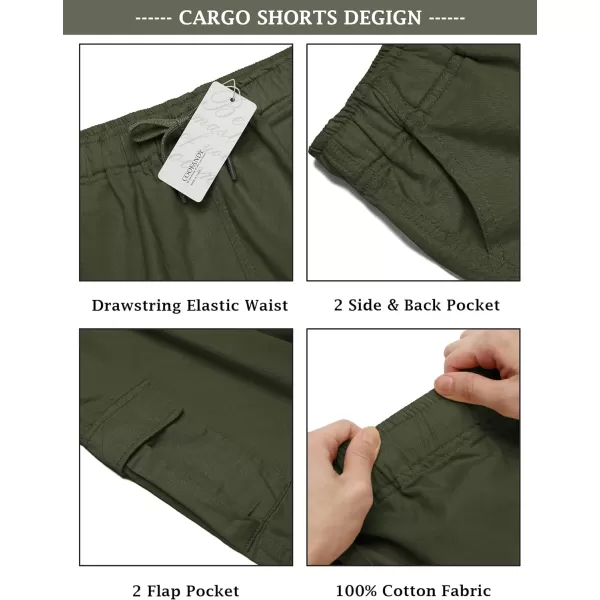 COOFANDY Men's Cargo Shorts Elastic Waist Relaxed Fit Cotton Casual Outdoor Lightweight Work Shorts with Multi Pockets