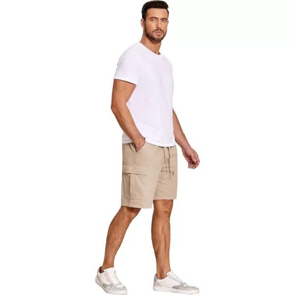 COOFANDY Men's Cargo Shorts Elastic Waist Relaxed Fit Cotton Casual Outdoor Lightweight Work Shorts with Multi Pockets