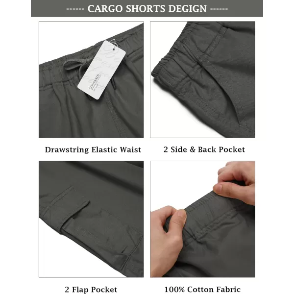 COOFANDY Men's Cargo Shorts Elastic Waist Relaxed Fit Cotton Casual Outdoor Lightweight Work Shorts with Multi Pockets