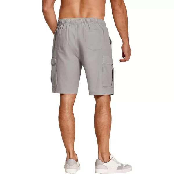 COOFANDY Men's Cargo Shorts Elastic Waist Relaxed Fit Cotton Casual Outdoor Lightweight Work Shorts with Multi Pockets