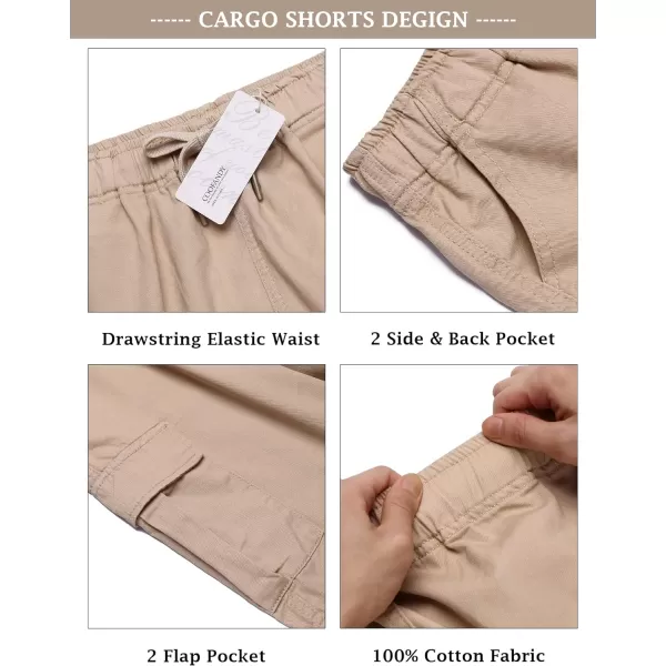 COOFANDY Men's Cargo Shorts Elastic Waist Relaxed Fit Cotton Casual Outdoor Lightweight Work Shorts with Multi Pockets