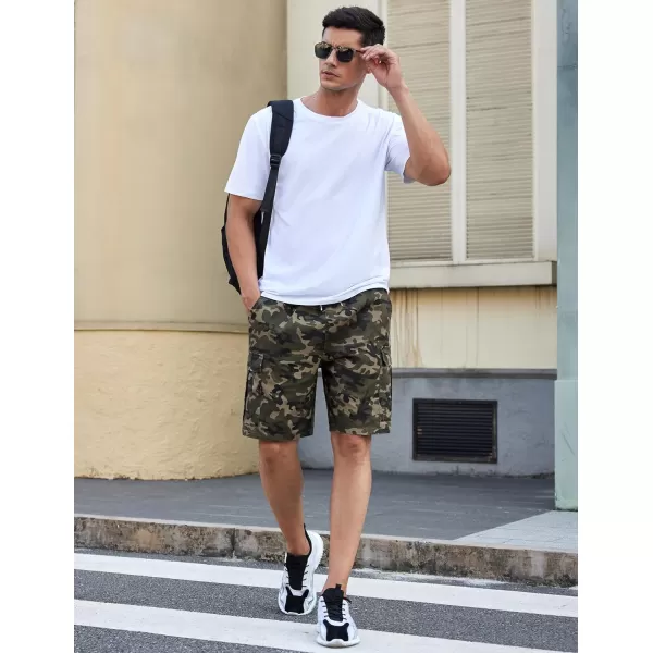 COOFANDY Men's Cargo Shorts Elastic Waist Relaxed Fit Cotton Casual Outdoor Lightweight Work Shorts with Multi Pockets