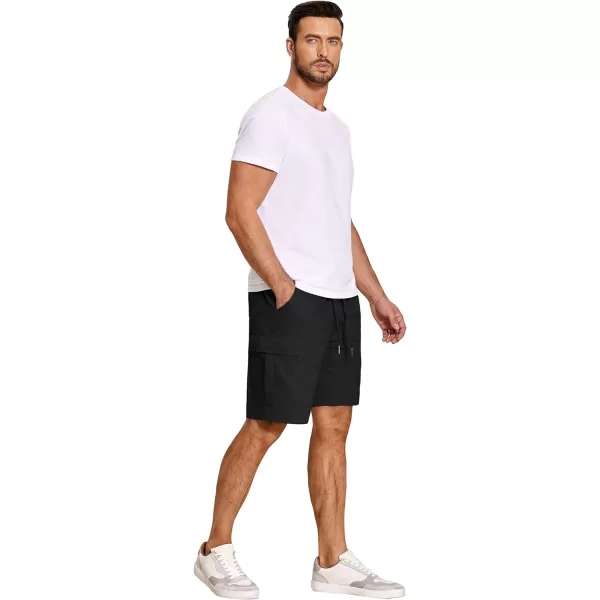 COOFANDY Men's Cargo Shorts Elastic Waist Relaxed Fit Cotton Casual Outdoor Lightweight Work Shorts with Multi Pockets