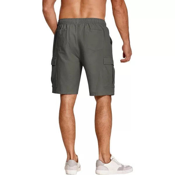 COOFANDY Men's Cargo Shorts Elastic Waist Relaxed Fit Cotton Casual Outdoor Lightweight Work Shorts with Multi Pockets