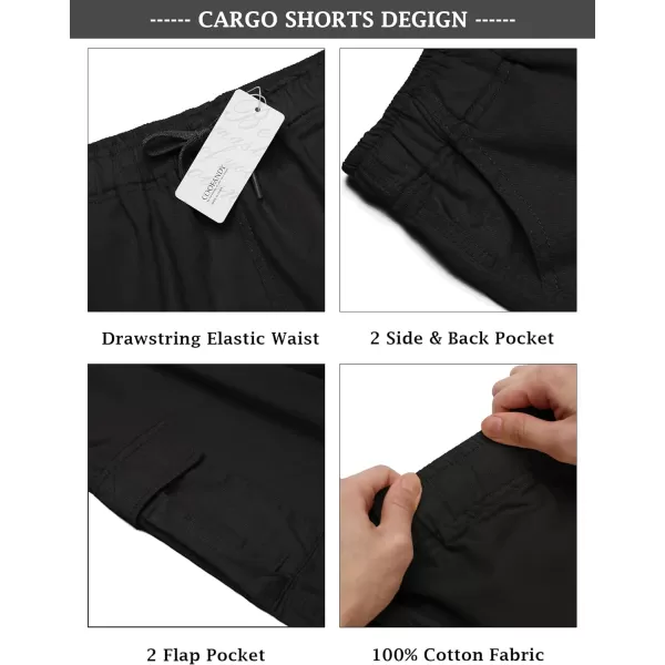 COOFANDY Men's Cargo Shorts Elastic Waist Relaxed Fit Cotton Casual Outdoor Lightweight Work Shorts with Multi Pockets