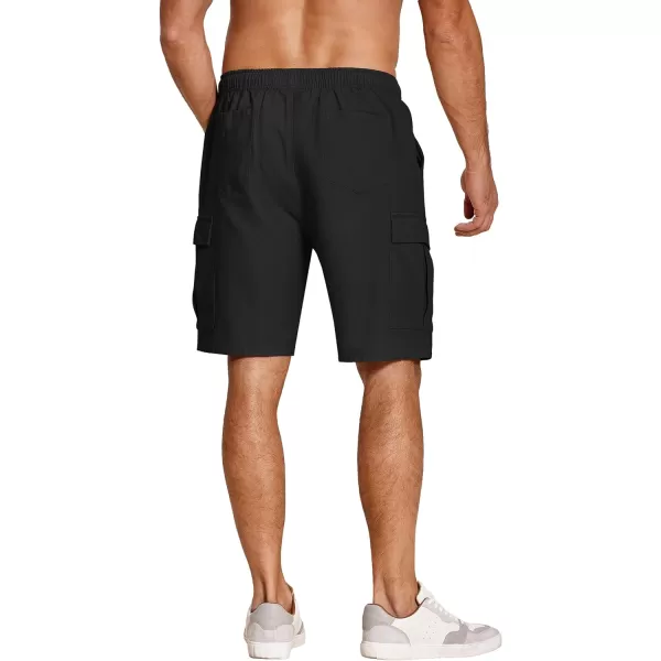 COOFANDY Men's Cargo Shorts Elastic Waist Relaxed Fit Cotton Casual Outdoor Lightweight Work Shorts with Multi Pockets