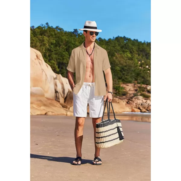COOFANDY Men's Casual Button Down Shirt Short Sleeve Summer Beach Vacation Shirts Textured Untucked Shirts