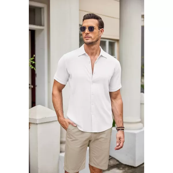 COOFANDY Men's Casual Button Down Shirt Short Sleeve Summer Beach Vacation Shirts Textured Untucked Shirts