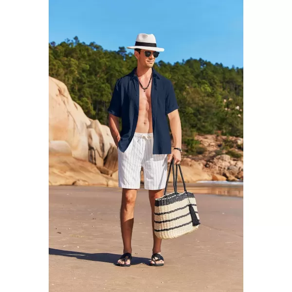 COOFANDY Men's Casual Button Down Shirt Short Sleeve Summer Beach Vacation Shirts Textured Untucked Shirts