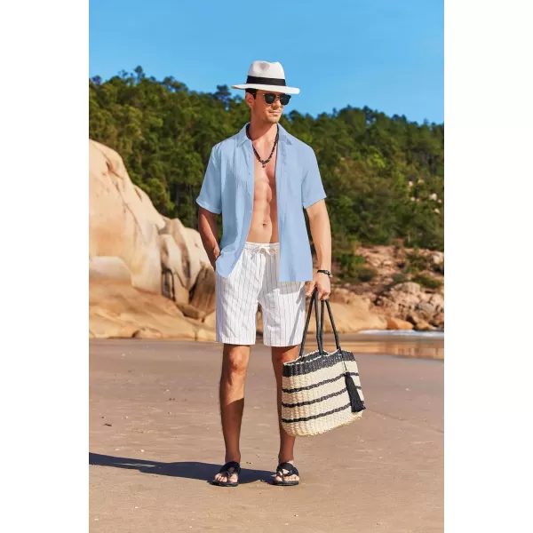 COOFANDY Men's Casual Button Down Shirt Short Sleeve Summer Beach Vacation Shirts Textured Untucked Shirts