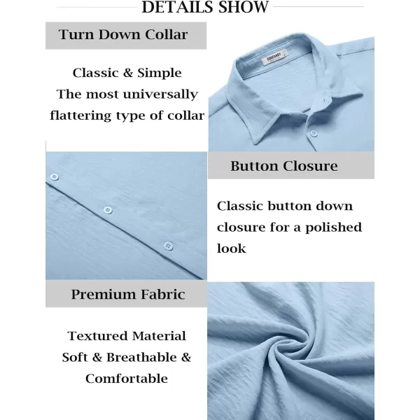 COOFANDY Men's Casual Button Down Shirt Short Sleeve Summer Beach Vacation Shirts Textured Untucked Shirts