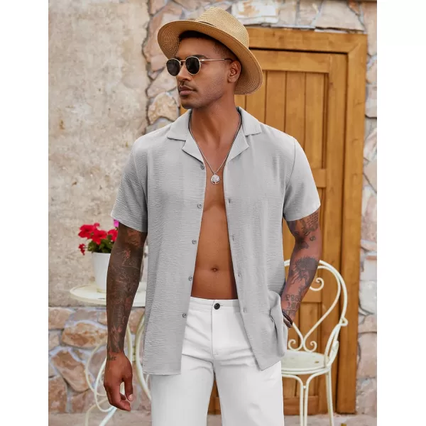 COOFANDY Men's Casual Button Down Shirt Short Sleeve Textured Summer Cuban Beach Shirts