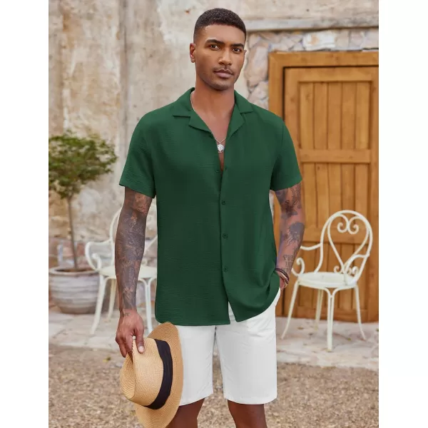 COOFANDY Men's Casual Button Down Shirt Short Sleeve Textured Summer Cuban Beach Shirts