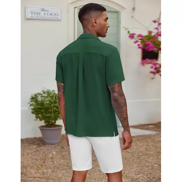 COOFANDY Men's Casual Button Down Shirt Short Sleeve Textured Summer Cuban Beach Shirts