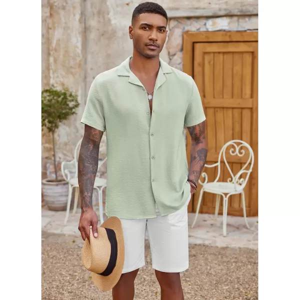 COOFANDY Men's Casual Button Down Shirt Short Sleeve Textured Summer Cuban Beach Shirts