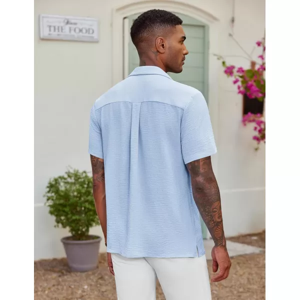 COOFANDY Men's Casual Button Down Shirt Short Sleeve Textured Summer Cuban Beach Shirts