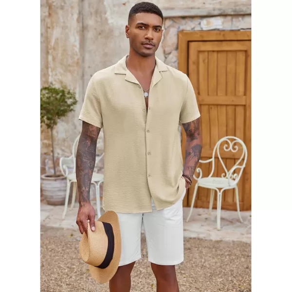 COOFANDY Men's Casual Button Down Shirt Short Sleeve Textured Summer Cuban Beach Shirts
