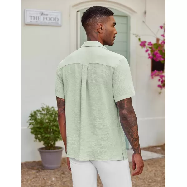 COOFANDY Men's Casual Button Down Shirt Short Sleeve Textured Summer Cuban Beach Shirts