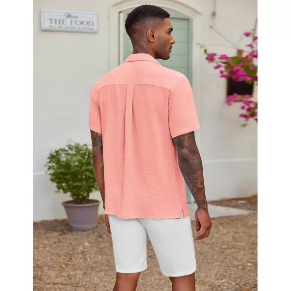 COOFANDY Men's Casual Button Down Shirt Short Sleeve Textured Summer Cuban Beach Shirts