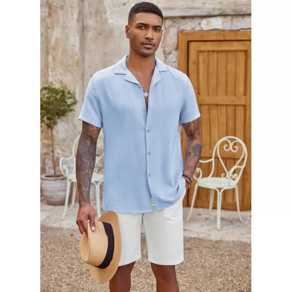 COOFANDY Men's Casual Button Down Shirt Short Sleeve Textured Summer Cuban Beach Shirts