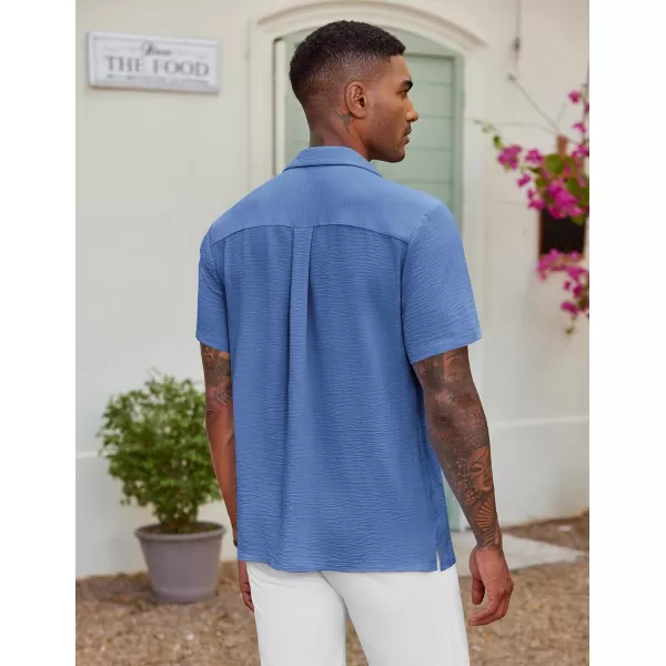 COOFANDY Men's Casual Button Down Shirt Short Sleeve Textured Summer Cuban Beach Shirts