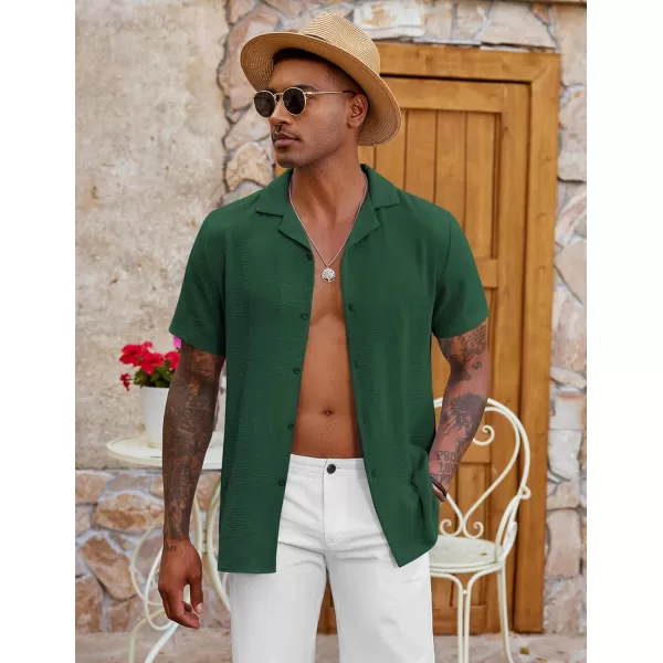 COOFANDY Men's Casual Button Down Shirt Short Sleeve Textured Summer Cuban Beach Shirts