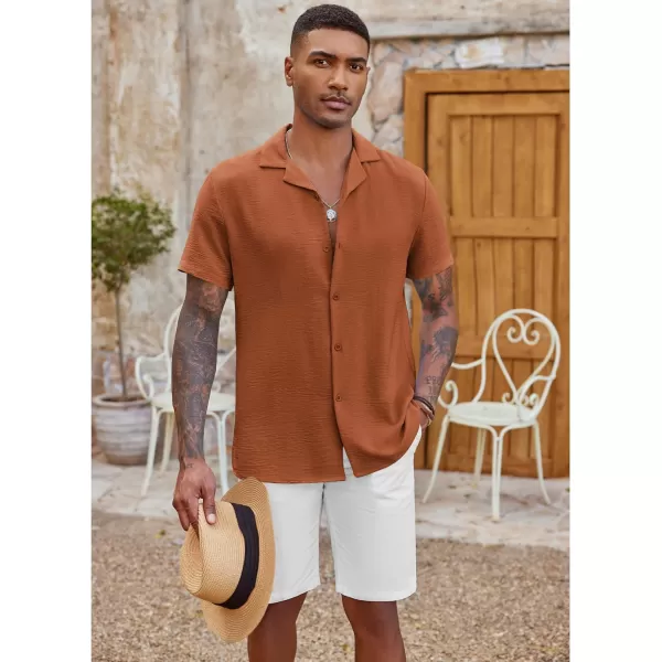 COOFANDY Men's Casual Button Down Shirt Short Sleeve Textured Summer Cuban Beach Shirts