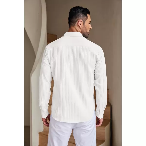 COOFANDY Men's Casual Button Down Shirts Long Sleeve Linen Shirt Fashion Textured Beach Summer Shirt