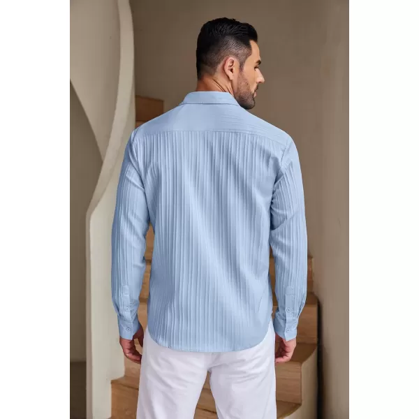 COOFANDY Men's Casual Button Down Shirts Long Sleeve Linen Shirt Fashion Textured Beach Summer Shirt