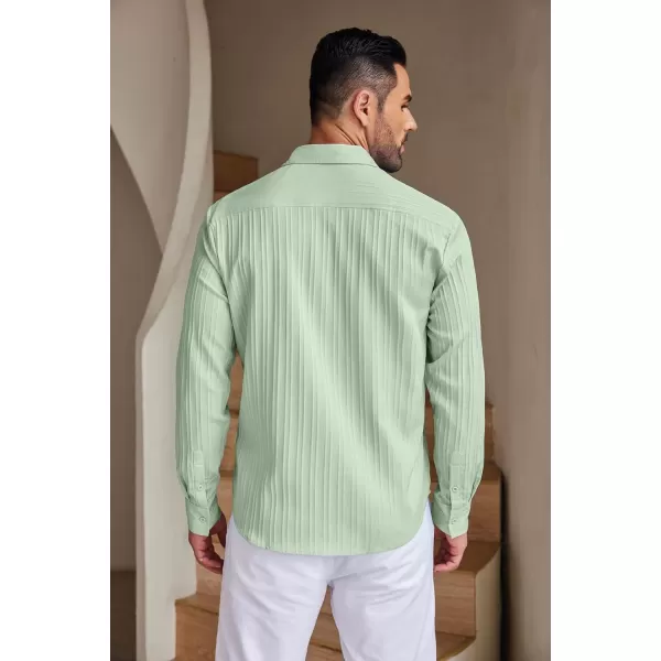 COOFANDY Men's Casual Button Down Shirts Long Sleeve Linen Shirt Fashion Textured Beach Summer Shirt