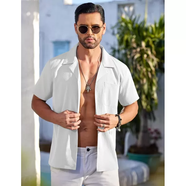 COOFANDY Men's Casual Button Down Shirts Short Sleeve Summer Beach Shirt Fashion Textured Shirts with Pocket