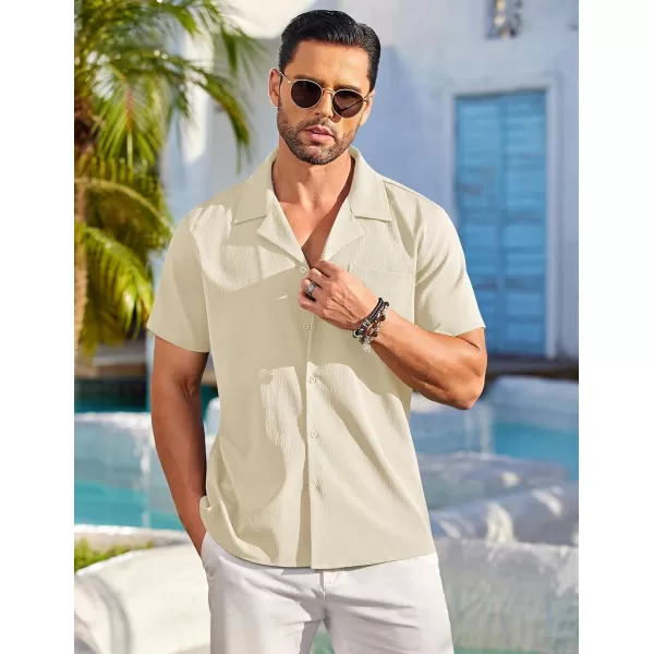 COOFANDY Men's Casual Button Down Shirts Short Sleeve Summer Beach Shirt Fashion Textured Shirts with Pocket