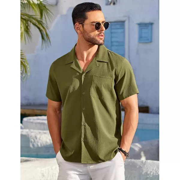 COOFANDY Men's Casual Button Down Shirts Short Sleeve Summer Beach Shirt Fashion Textured Shirts with Pocket
