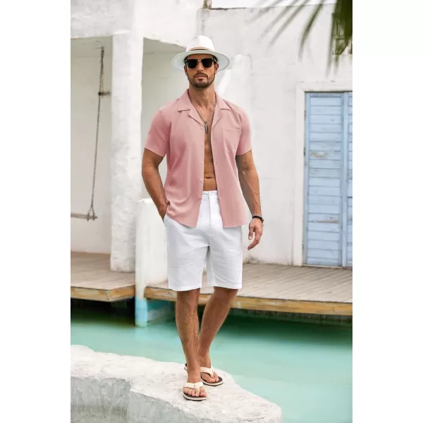 COOFANDY Men's Casual Button Down Shirts Short Sleeve Summer Beach Shirt Fashion Textured Shirts with Pocket
