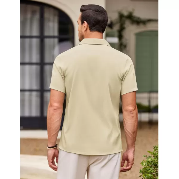 COOFANDY Men's Casual Button Down Shirts Short Sleeve Summer Beach Shirt Fashion Textured Shirts with Pocket