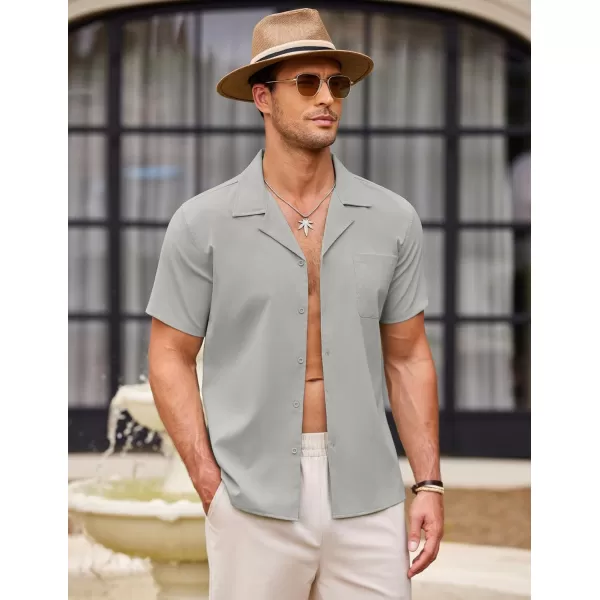 COOFANDY Men's Casual Button Down Shirts Short Sleeve Summer Beach Shirt Fashion Textured Shirts with Pocket