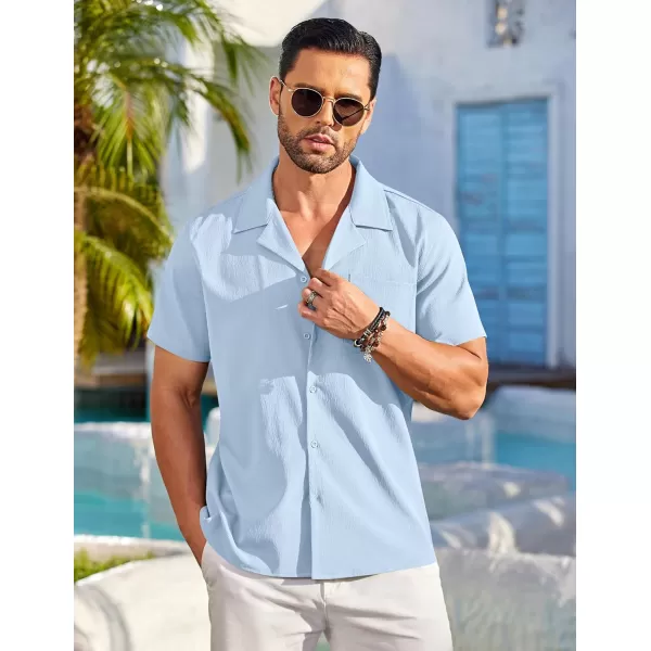 COOFANDY Men's Casual Button Down Shirts Short Sleeve Summer Beach Shirt Fashion Textured Shirts with Pocket