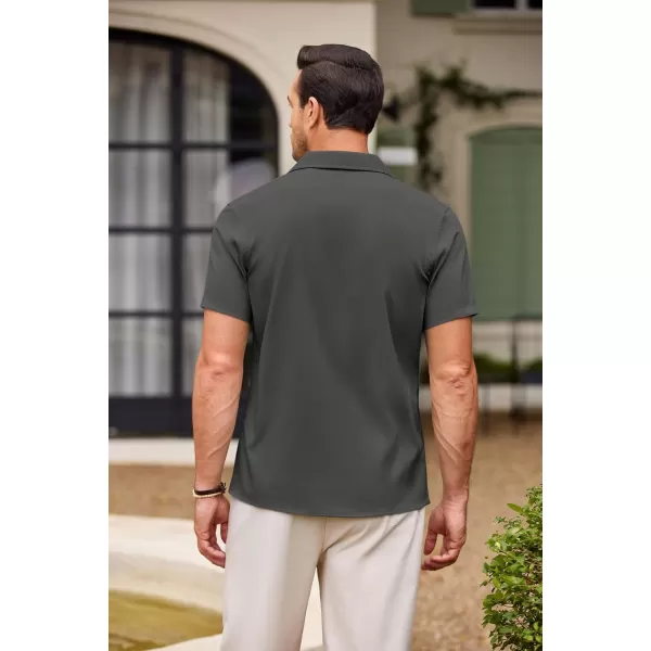 COOFANDY Men's Casual Button Down Shirts Short Sleeve Summer Beach Shirt Fashion Textured Shirts with Pocket