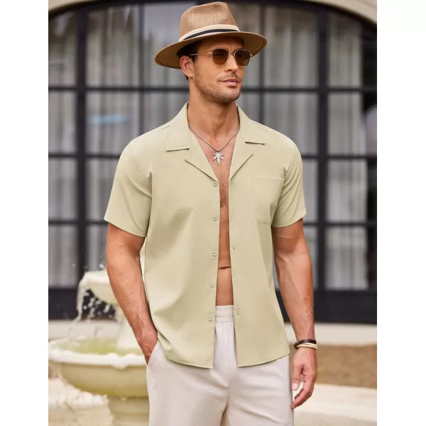 COOFANDY Men's Casual Button Down Shirts Short Sleeve Summer Beach Shirt Fashion Textured Shirts with Pocket