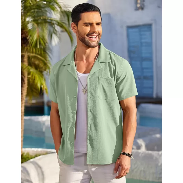 COOFANDY Men's Casual Button Down Shirts Short Sleeve Summer Beach Shirt Fashion Textured Shirts with Pocket