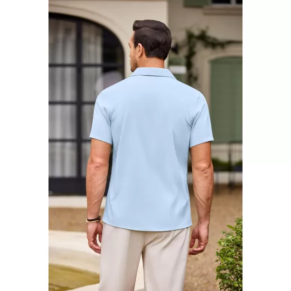 COOFANDY Men's Casual Button Down Shirts Short Sleeve Summer Beach Shirt Fashion Textured Shirts with Pocket