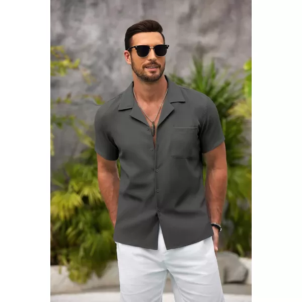 COOFANDY Men's Casual Button Down Shirts Short Sleeve Summer Beach Shirt Fashion Textured Shirts with Pocket
