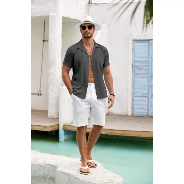 COOFANDY Men's Casual Button Down Shirts Short Sleeve Summer Beach Shirt Fashion Textured Shirts with Pocket