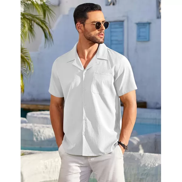 COOFANDY Men's Casual Button Down Shirts Short Sleeve Summer Beach Shirt Fashion Textured Shirts with Pocket