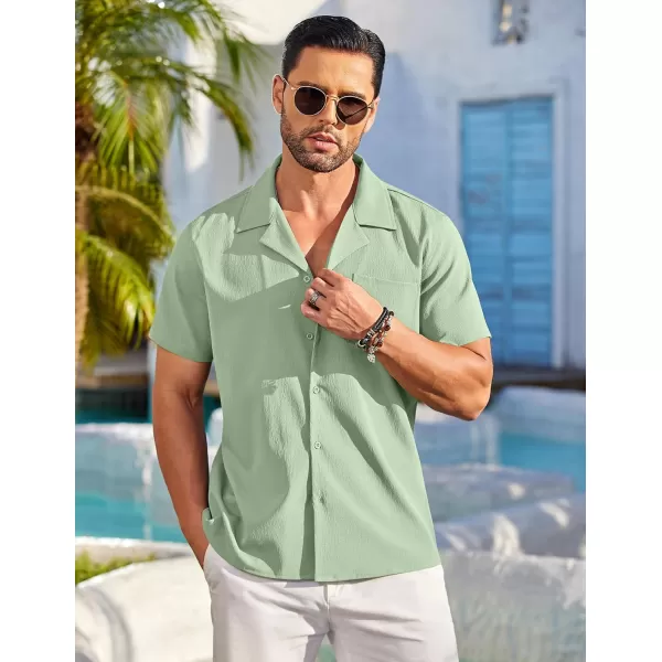 COOFANDY Men's Casual Button Down Shirts Short Sleeve Summer Beach Shirt Fashion Textured Shirts with Pocket