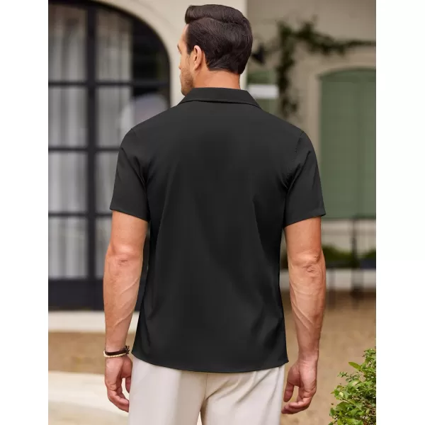 COOFANDY Men's Casual Button Down Shirts Short Sleeve Summer Beach Shirt Fashion Textured Shirts with Pocket